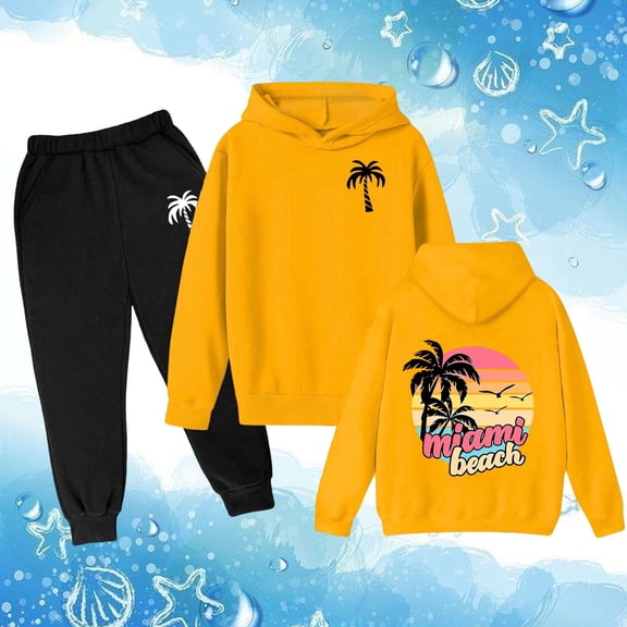 JIAYUE Spring Fall Outfits For Boys Girls Sets Cartoon Long Sleeve Hooded Pull-On Sweatshirts Hoodies and Joggers For Toddler Seasonal Breathable Wear