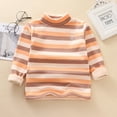 thumbnail image 1 of JIAYUE Striped Tops For Boys Girls Long Sleeve Mock Neck Pull-On Snug Warmth Pullover Shirt Blouse For Child Soft Holiday Wear, 1 of 4