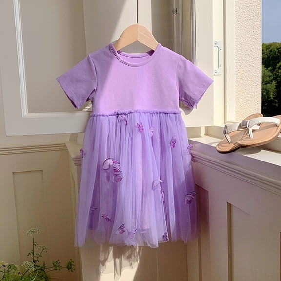 JIAYUE Summer Girls Dresses Jacquard Crew Neck Short Sleeve Drop Shoulder Mid Length Elegant Mesh A-Line For Kids Daily Dress