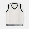 thumbnail image 1 of JIAYUE Sweater Unisex Sleeveless V Neck Cable Knit Vest For Children 1 To 8 Years Old Preppy Attire, 1 of 3