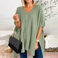 thumbnail image 1 of JIAYUE Sweaters For Women Solid Color Elbow-Length Drop Shoulder V-Neck Oversized Pullover For Women Soft Fashion, 1 of 4
