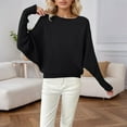 thumbnail image 1 of JIAYUE Sweaters for Women Batwing Sleeve One Shoulder Solid Color Knit Pullover Oversized For Ladies Casual Winter Wear, 1 of 4