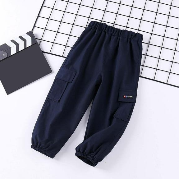 JIAYUE Sweatpants For Boys Girls Solid Color Jogger Cargo Mid Waist Multi Pockets Sweatpants For Kids Cool Weather Comfy Outdoor Wear