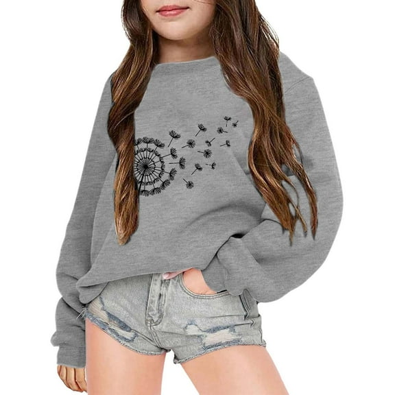 JIAYUE Sweatshirts For Girls Stylish Cartoon Design Relaxed Fit Pullover Long Sleeve Shirt For Kids 3 14 Years Old School Clothes