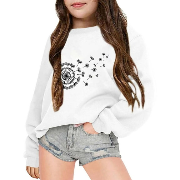 JIAYUE Sweatshirts For Girls Stylish Cartoon Design Relaxed Fit Pullover Long Sleeve Shirt For Kids 3 14 Years Old School Clothes