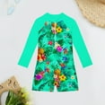 thumbnail image 1 of JIAYUE Swimsuit Set For Young Girls Floral Long Sleeve Drop Shoulder Collared Zipper One-Piece Shorts Sunproof For Child Breathable Swim Wear, 1 of 4