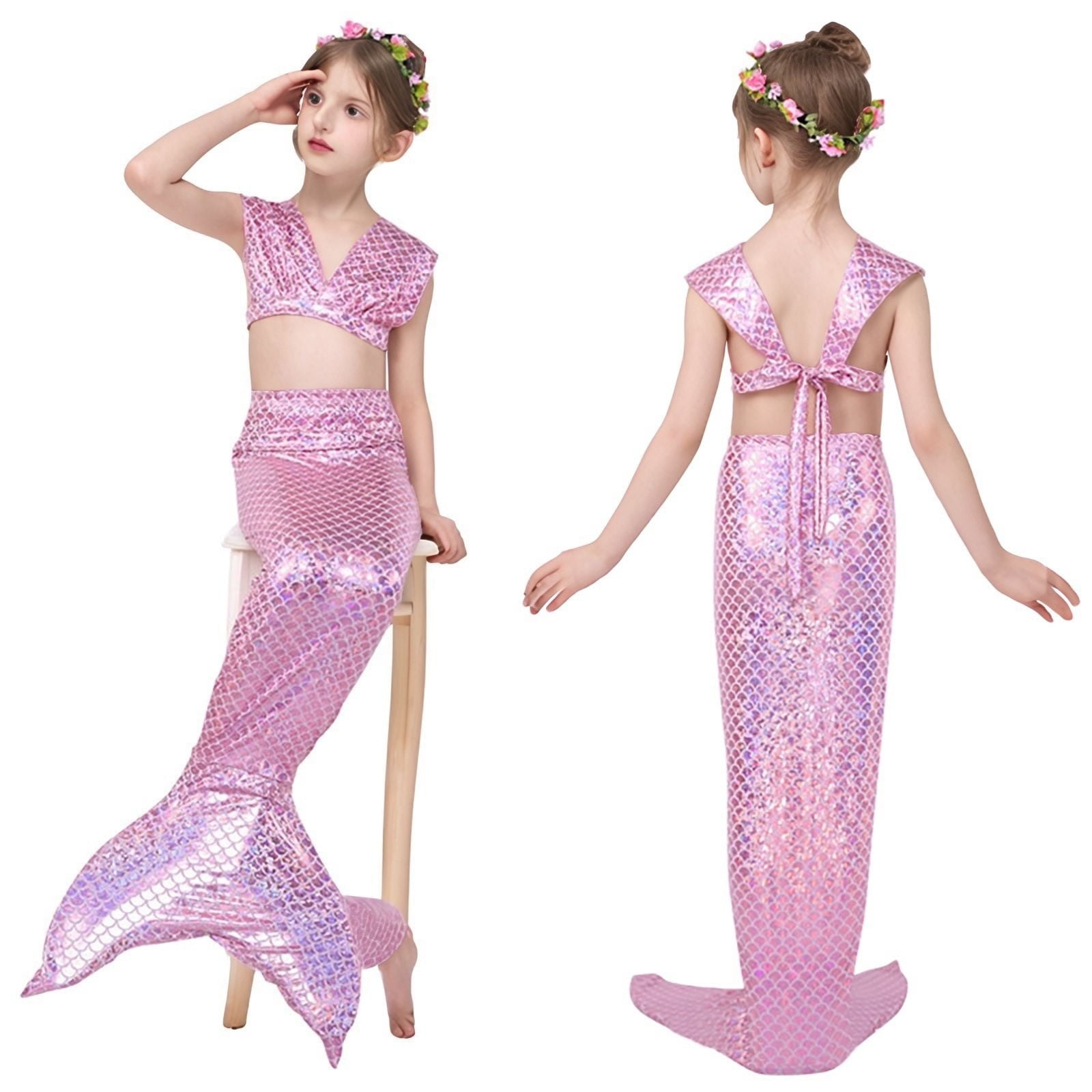 Fish Strap JIAYUE Swimsuit Set For Young Girls Fish Scales Sleeveless Standard ...