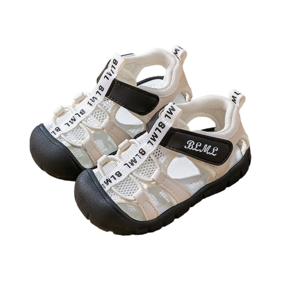 JIAYUE Toddler Boys Girls Athletic Sandals Summer Baby Breathable Soft Sole Hook And Loop Sports Footwear Mesh Letter Print Closed Toe Walking Shoes For Kids