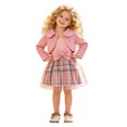 thumbnail image 1 of JIAYUE Toddler Girls 2-Piece Outfit Peter Pan Collar Long Sleeve Solid Color Coat And Straps Bow Plaid Dress For Casual Parties,9-12 Months, 1 of 6