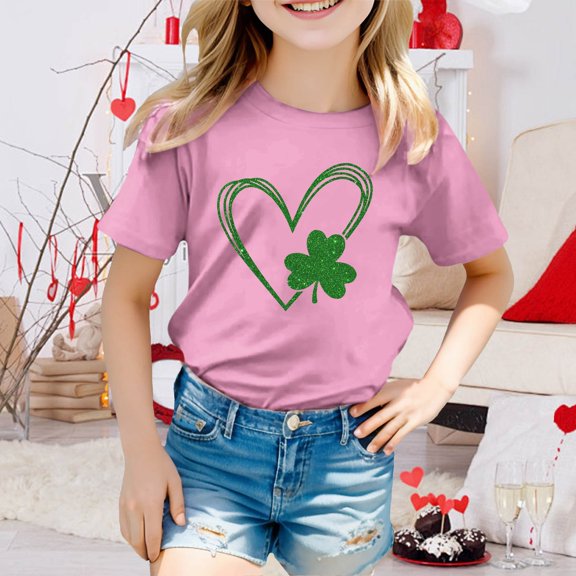 JIAYUE Tops For Boys Girls Unisex Cartoon Print Short Sleeve Round Neck Pull-On Lightweight T Shirt Tops For Child Stylish Casual Shirts