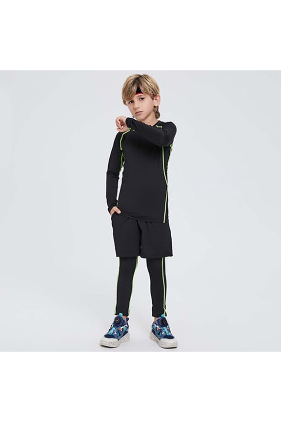 Tops for Boys Girls Long Sleeve Quick Dry Sport Shirt Thermal Solid Color For Kids Winter Training Wear