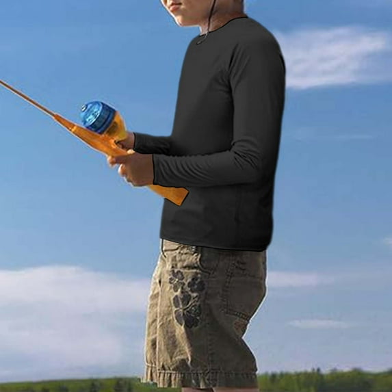 JIAYUE Tops for Boys Girls Long Sleeve Round Neck Quick Dry Sport Shirt Solid Color For Kids Active Wear