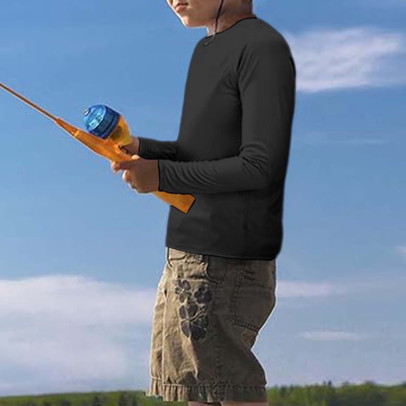 JIAYUE Tops for Boys Girls Long Sleeve Round Neck Quick Dry Sport Shirt Solid Color For Kids Active Wear