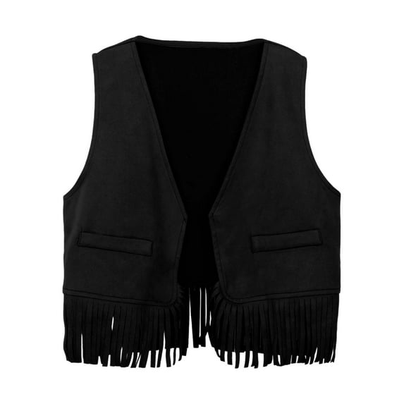 JIAYUE Tops for Boys Girls Western Denim Vest Fringe Hem Button Front Solid Color For Kids 3 12 Years Party Wear