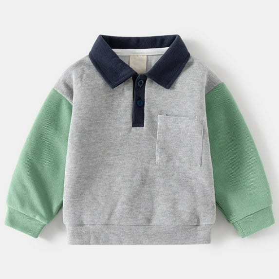 JIAYUE Tops for Boys Long Sleeve Collared Color Block Sleeve Pocket Hoodie Solid Color For Kids Autumn Fashion Wear