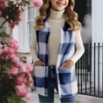 thumbnail image 1 of JIAYUE Tops for Girls Plaid Print Reversible Soft Vest Pocket Front For Kids Casual Wear, 1 of 9