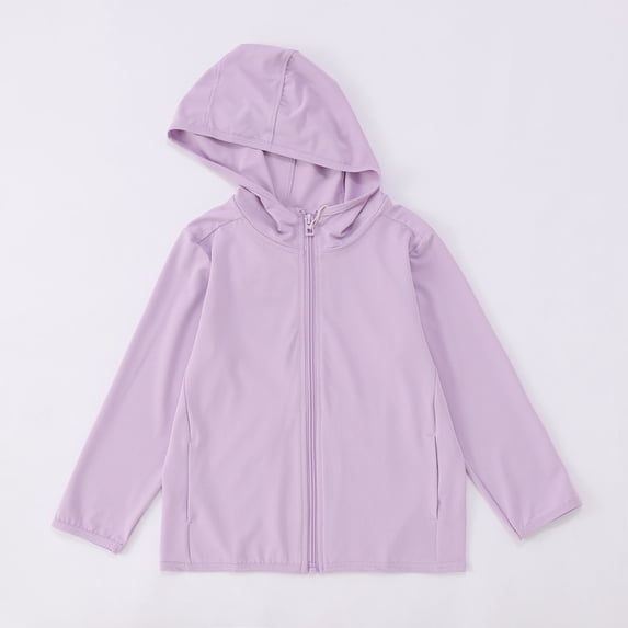 JIAYUE Unisex Coat Jacket For Kid Solid Color Long Sleeve Hooded Zipper Windbreaker Lightweight For Children Cold Weather Soft Comfy Coat