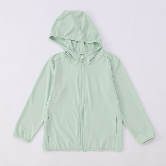 JIAYUE Unisex Coat Jacket For Kid Solid Color Long Sleeve Hooded Zipper Windbreaker Lightweight For Children Cold Weather Soft Comfy Coat