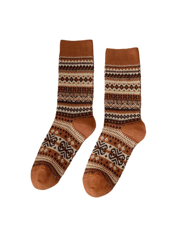 Unisex Crew Mid‑Calf Socks Retro Double Knit Ethnic Style Millard Stackable for Travel Soft Wear