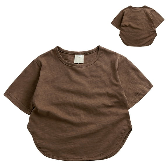 JIAYUE Unisex Kids Boys Girls Tops Solid Color Short Sleeve Crew Neck Pull-On Lightweight T Shirt Tops For Child Dailywear Casual