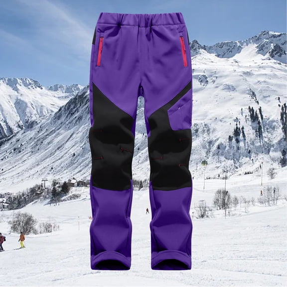 JIAYUE Unisex Slacks For Kids Solid Color Ski Pants Straight-Leg Windproof Cargo Mid Waisted For Child Cool Weather Active Trousers