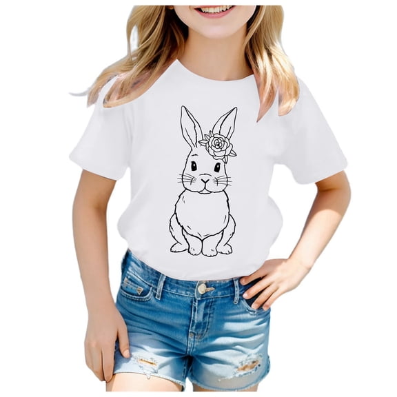 JIAYUE Unisex Tops For Boys Girls Cartoon Print Short Sleeve Crew Neck Pull-On Lightweight T Shirt For Children Relaxed Basic Tops