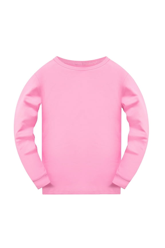 Unisex Tops For Boys Girls Kids Solid Color Long Sleeve Crew Neck Pull-On Snug Warmth Pullover For Child Relaxed Basic Tops