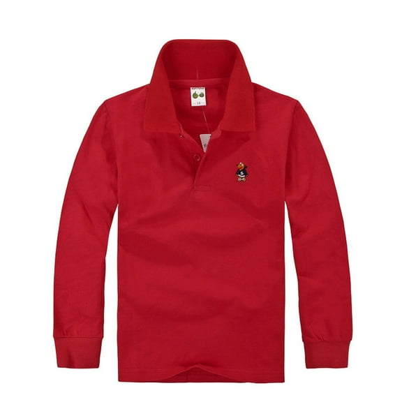 JIAYUE Unisex Tops For Kids Boys Girls Cartoon Print Long Sleeve Collared Pull-On Gentleman Style Blouse For Toddler Casual Dailywear