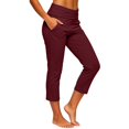 thumbnail image 1 of JIAYUE Women Capri Pants Mid-Low Rise Waist Side Pockets Slim Fit Cropped Trousers for For Casual Sport Activities, 1 of 4
