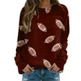 thumbnail image 1 of JIAYUE Women Crew Neck Sweatshirt Long Sleeve Print Glitter Football Pattern Casual Pullover Top For Daily Walking Outdoor Activities Sports Watching Relaxed Wear, 1 of 5