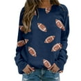thumbnail image 1 of JIAYUE Women Crew Neck Sweatshirt Long Sleeve Print Glitter Football Pattern Casual Pullover Tops For Everyday Walking Outdoor Activities And Sports Watch Parties, 1 of 5