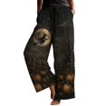 thumbnail image 1 of JIAYUE Women Halloween Pants Casual Graphic Printed Drawstring Waist Wide Leg Long Bottoms for Outdoor Sport Street Wear, 1 of 5