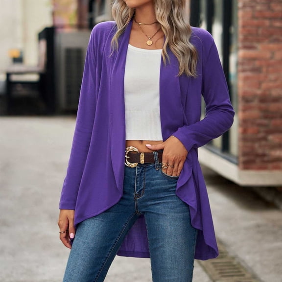 JIAYUE Women Outerwear Jacket Solid Color Long Sleeve Loose Pull-On Overcoat For Cool Weather Streetwear Coat