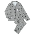 thumbnail image 1 of JIAYUE Women Pajama Set Long Sleeve Striped Print Notch Collar Top Long Pants 2 Piece Nightwear for Bedroom Rest, 1 of 3