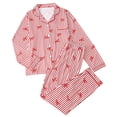 thumbnail image 1 of JIAYUE Women Pajama Set Long Sleeve Striped Print Notch Collar Top Long Pants 2 Piece Nightwear for Sleep Party, 1 of 3