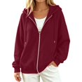 thumbnail image 1 of JIAYUE Women Plain Hooded Sweatshirt Jacket Soft Full Zipper Elastic Ribbed Cuffs And Hem Daily Hoodies Coat For Weekend Workout And Trips, 1 of 4