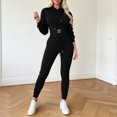 thumbnail image 1 of JIAYUE Women Set Corset‑Style Hooded Sweatshirt Elastic Drawstring Jogger Pants 2 Piece Outfit for Vacation Casual Walking, 1 of 6