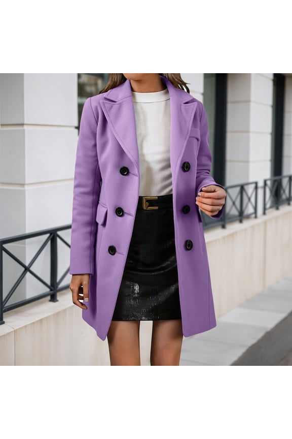 Women Slim Fit Outerwear Jacket Solid Color Long Sleeve Button Overcoat For Fall Winter Cozy Wear