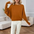 thumbnail image 1 of JIAYUE Women Sweaters Batwing Sleeve One Shoulder Solid Color Knit Pullover Oversized For Women Comfortable Seasonal Attire, 1 of 4