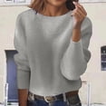 thumbnail image 1 of JIAYUE Women Sweaters Loose Cropped Knit Pullover Long Sleeve Round Neck Solid Color For Women Trendy Cold Weather Wear, 1 of 5