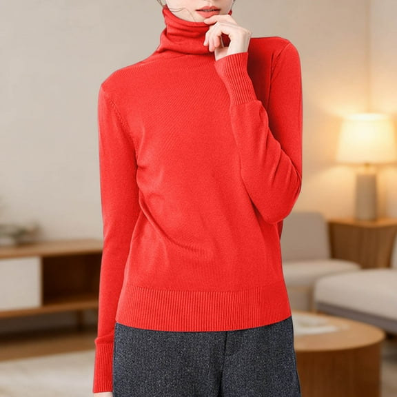 JIAYUE Women Sweaters Turtleneck Slim Fit Knit Pullover Solid Color For Women Comfortable Seasonal Attire