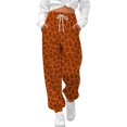 thumbnail image 1 of JIAYUE Women Sweatpants Elastic Drawstring Waist Leopard Print Soft Knit Loose‑Fit Jogger Pants for Fall Baggy Wear, 1 of 3