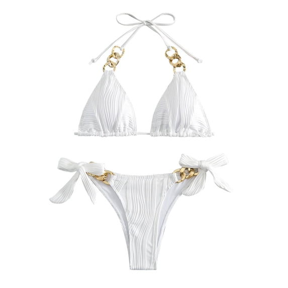 JIAYUE Women Swimsuit Sets Halter Neck Solid Color Triangle Bikini Sexy Lace Up Sleeveless Two Piece Hawaii Female Swimwear