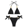 thumbnail image 1 of JIAYUE Women Swimsuit Sets Halter Neck Solid Color Triangle Bikini Sexy Lace Up Sleeveless Two Piece Summer Female Swimwear, 1 of 4
