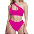 thumbnail image 1 of JIAYUE Women Swimsuit Sets One-Shoulder Asymmetrical Neck Bikini Two Piece Solid Color Splicing Hollow Out Hawaii Female Swimwear, 1 of 3