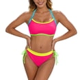 thumbnail image 1 of JIAYUE Women Swimsuit Sets Racerback Scoop Neck Color Block Bandeau Two Piece Bathing Ruched Tankini Sleeveless Hawaii Female Swimwear, 1 of 5
