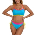 thumbnail image 1 of JIAYUE Women Swimsuit Sets Racerback Scoop Neck Color Block Bandeau Two Piece Bathing Ruched Tankini Sleeveless Pool Female Swimwear, 1 of 4