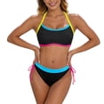 thumbnail image 1 of JIAYUE Women Swimsuit Sets Racerback Scoop Neck Color Block Bandeau Two Piece Bathing Ruched Tankini Sleeveless Vacation Female Swimwear, 1 of 4