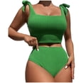 thumbnail image 1 of JIAYUE Women Swimsuit Sets Sleeveless Square Collar Solid Color Knit Tight Fitting Backless High Waisted Two Piece Resort Female Swimwear, 1 of 6