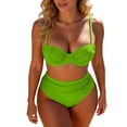 thumbnail image 1 of JIAYUE Women Swimsuit Sets Spaghetti Strap Sweetheart Neck Two Piece Bikini Top With High Waist Bottoms Solid Color Tankini Summer Female Swimwear, 1 of 5